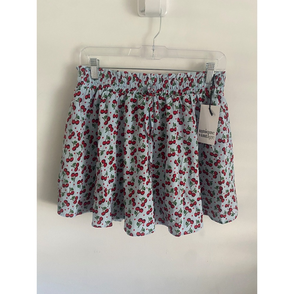 Blue and Red‎ Cherry Print Skort Size Medium